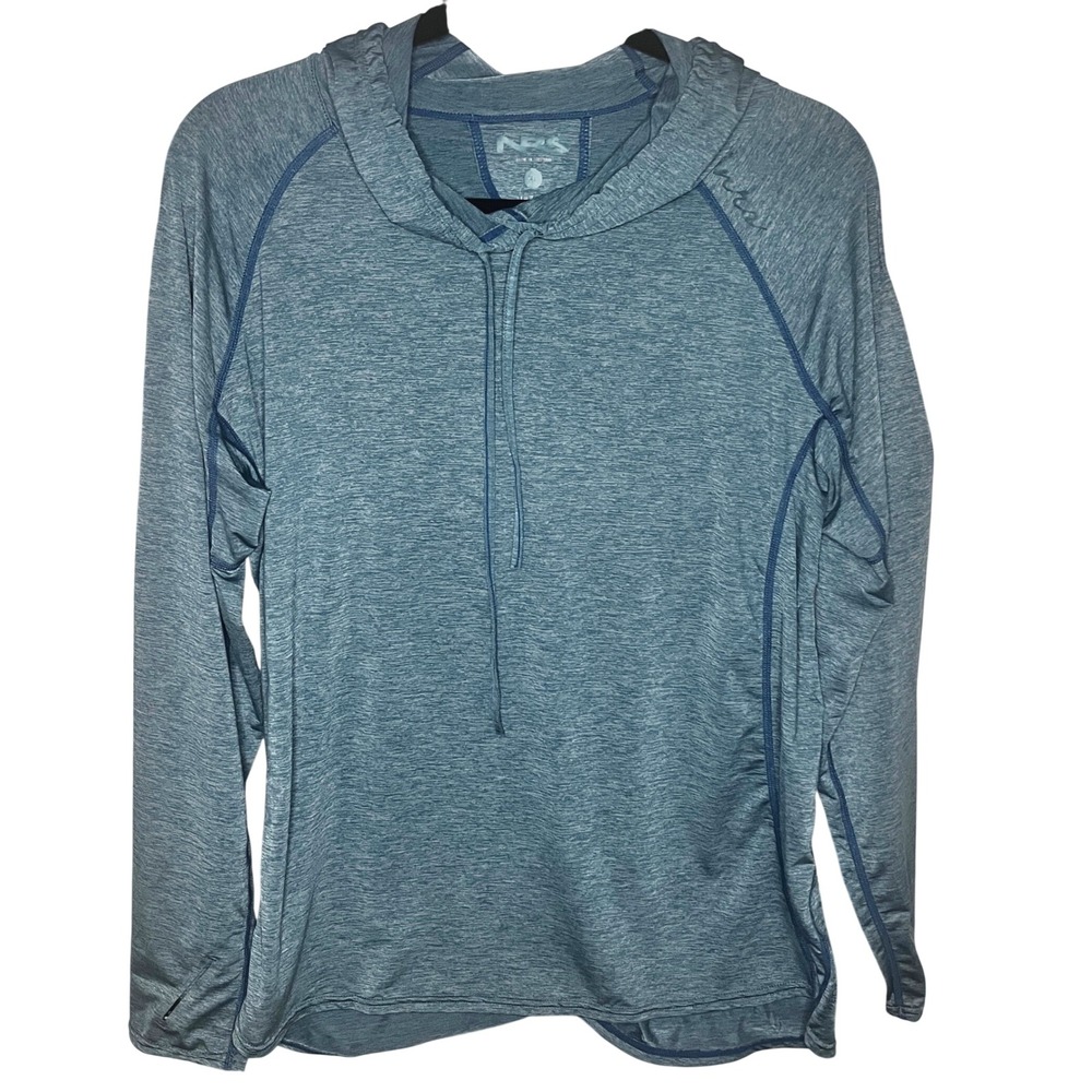 NRS H2Core Silkweight Hoodie Womens XL Teal Sun Shirt Thumbholes UPF 50+ Outdoor